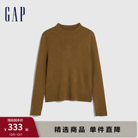 Gap 盖璞 女装冬季2023新款LOGO半高领修身针织衫836316气质休闲打底衫 卡其色 165/84A(M)亚洲尺码