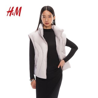 H&M 2023冬季新款女装羽绒服时尚休闲防风羽绒背心1218259 丁香紫 160/88A