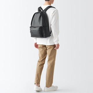 MUJI 使用植物性面料 双肩包 高中大书包男士电脑背包女生旅游 黑色