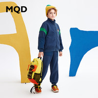 MQD 马骑顿 男大童加绒图案外套长裤两件套 藏蓝