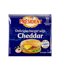PRÉSIDENT 总统 President） 总统汉堡奶酪片200g*3包装 法国进口芝士片 车达芝士片面包干酪片 600g