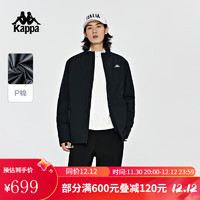 卡帕（Kappa）棉服2023男冬立领简约户外防寒服保暖字母夹克 黑色-990 M