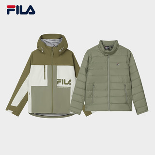 FILA 斐乐男士上衣两件套时尚休闲舒适连帽外套 腌渍绿-KK 180/100A/XL