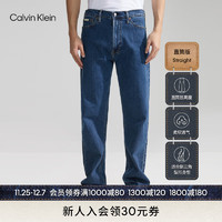 Calvin Klein Jeans男士休闲通勤简约贴章微弹水洗牛仔裤40TM735 E5D-牛仔蓝 36