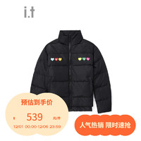 :CHOCOOLATE it 款格纹拉链羽绒服面包服LDNU02L BKX/黑色 XL