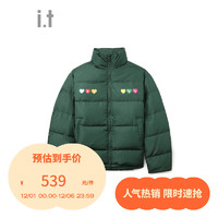 :CHOCOOLATE it 款格纹拉链羽绒服面包服LDNU02L GRD/绿色 3XL