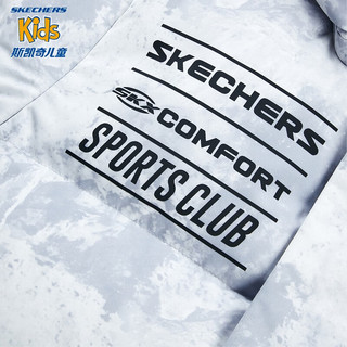 Skechers斯凯奇童装男女童短款羽绒服2023户外滑雪服商场同款P423G012 男童/焕影迷雾灰满印/03HT 165cm