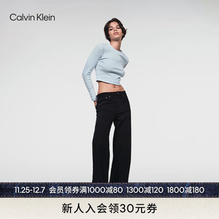 Calvin Klein  Jeans24春季女士刺绣街头潮流低腰宽松宽松牛仔裤J223747 1BY-牛仔黑 30