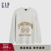 Gap男女装冬季2023LOGO针织衫842158廓形毛衣 灰白色 170/96A(M)亚洲尺码