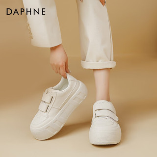 达芙妮（DAPHNE）休闲板鞋女小白鞋女ins百搭松糕厚底小白鞋 米色 36