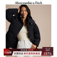 ABERCROMBIE & FITCH女装 中长款保暖外套抗风美式连帽服 341276-1 黑色 S (165/92A)