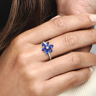 潘多拉（PANDORA）闪耀蓝色拼花戒指925银创意小众设计百搭 1 193000C01 58mm