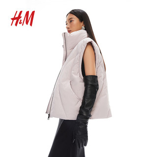 H&M 女装羽绒服时尚休闲防风羽绒背心1218259 丁香紫 160/88A