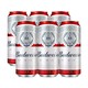  Budweiser 百威 啤酒 500ml*12罐 拉罐啤酒经典醇正罐装熟啤酒口感醇香顺滑　