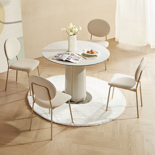 顾家家居（KUKA）现代餐桌圆桌家用餐桌椅组合PT7093T 餐桌+蝴蝶白椅*4