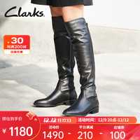Clarks其乐纯臻系列女鞋秋冬长筒靴舒适时装靴骑士靴瘦瘦靴长靴保暖潮流 黑色 261435364 37