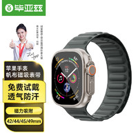 毕亚兹 苹果手表表带 apple iwatch帆布磁吸表带ultra2/S9/8/7/6/SE 适用于42/44/45/49毫米 BD57 藏绿
