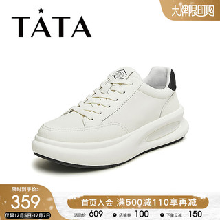 他她（TATA）2024春时尚休闲厚底撞色百搭运动休闲鞋男鞋新VVFI01AM4 白/黑 38