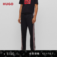 HUGO 男士冬侧缝条纹装饰常规版型卫裤 001-黑色 EU:XS