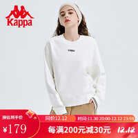 Kappa 卡帕 套头衫女秋短款运动卫衣休闲圆领长袖 韩国白-012 L