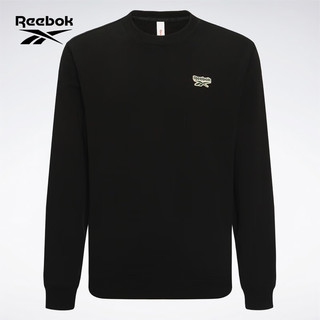 Reebok锐步男女同款经典时尚复古针织圆领套头衫卫衣 黑色 XL