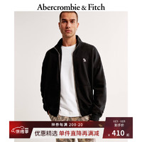 ABERCROMBIE & FITCH男女同款 街头风夹克中性风美式复古拉链抓绒卫衣外套 342749-1 黑色 M (180/100A)