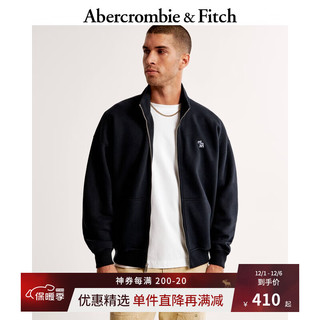 ABERCROMBIE & FITCH男女同款 街头风夹克中性风美式复古拉链抓绒卫衣外套 342749-1 海军蓝 S (175/92A)