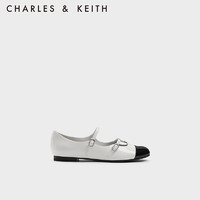 CHARLES&KEITH23冬季法式平底双扣带玛丽珍女单鞋CK1-70580218 White白色 38