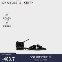 CHARLES & KEITH CHARLES&KEITH;方扣尖头时尚平底单鞋女SL1-71790017 Multi黑色 35