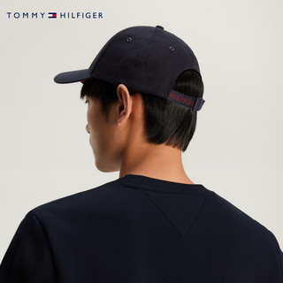 TOMMY HILFIGER男装纯棉调节提花织带弯檐圆顶棒球帽AM0AM11490 藏青色DW6 均码（头围58cm)