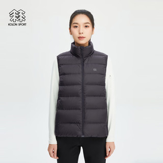 KOLON SPORT可隆羽绒马甲女户外运动大鹅绒服马夹收纳中长款外套 黑色BK 170/L