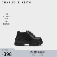 CHARLES & KEITH CHARLES&KEITH23;秋季松糕厚底系带乐福鞋女CK1-70920134 Black黑色 35