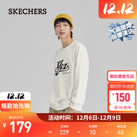 斯凯奇（Skechers）男子复古印花卫衣P423M048 棉花糖白/0074 M