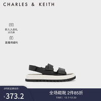 CHARLES & KEITH CHARLES&KEITH23;春新品CK1-70380980简约魔术贴厚底休闲凉鞋女鞋 Black黑色 37