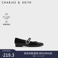 CHARLES & KEITH CHARLES&KEITH23;冬季CK1-70580215亮钻一字带玛丽珍鞋单鞋女 Black Patent黑色 38