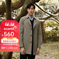 雅戈尔(YOUNGOR)风衣男双翻领长款棉风衣聚酯纤维不易皱保型弹性耐穿 卡其 175/96A
