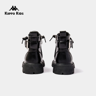 Kappa Kids卡帕背靠背童靴百搭耐磨儿童单皮靴马丁靴冬季童鞋 黑色 37