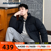 斯凯奇（Skechers）女装男装 冬季简约休闲服上衣外套舒适保暖运动羽绒服 碳黑/拉链口袋/晒图返5 S