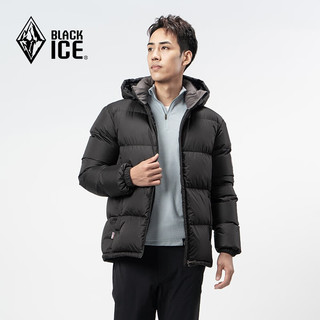 BLACKICE 黑冰 23年户外650蓬男款城市休闲加厚防风保暖连帽羽绒服短款8905 灰白 藏蓝 XL