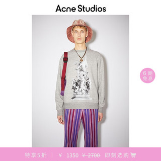 Acne Studios【季末5折起】 男士印花常规版套头圆领卫衣运动衫BI0162 灰麻色 XS