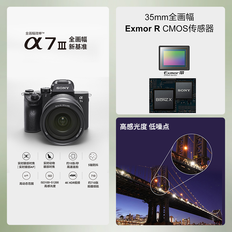 A7M3全画幅专业微单相机 a7m3k机身A7III 2420万有效像素