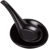 长谷园 汤勺 带盘子 小 约13厘米 黑色 ABR-02