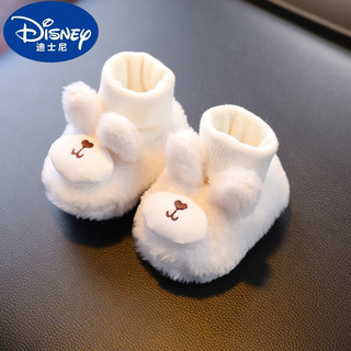 Disney 迪士尼 婴儿鞋秋冬季加绒保暖棉鞋毛毛鞋软底脚套新生儿鞋袜3-5-7-12个月