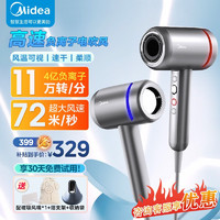 美的（Midea）吹风机11万转高速马达家用吹风筒大功率4亿负离子护发大风力速干电吹风宿舍圣诞节 【高速电吹风】4亿负离子丨11万转丨FG1-钛金灰