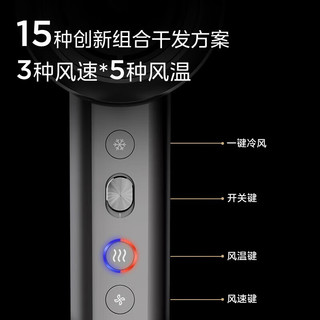 美的（Midea）吹风机11万转高速马达家用吹风筒大功率4亿负离子护发大风力速干电吹风宿舍圣诞节 【高速电吹风】4亿负离子丨11万转丨FG1-钛金灰