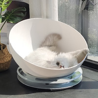 hoopet猫玩具转盘猫窝四季通用自嗨玩具球半封闭式可拆洗太空舱窝高颜值防侧翻凹碗猫咪用品 半封闭猫窝+灰色转盘+2个球 15斤内全年龄猫咪通用