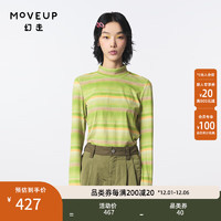 幻走（MOVEUP）小高领条纹设计师短款T恤女 灰色 S