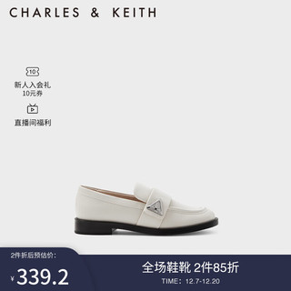 CHARLES & KEITH CHARLES&KEITH复古英伦通勤乐福鞋单鞋女CK1-70900478 粉白色Chalk 35