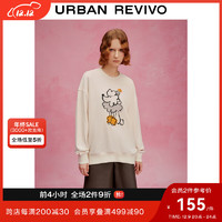 URBAN REVIVO UR冬季女时尚休闲简约减龄卡通刺绣宽松卫衣UWU430066 象牙白 M