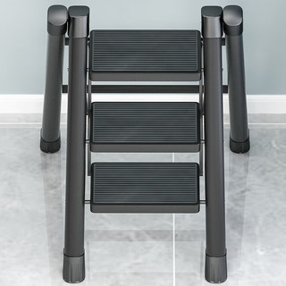 SHEN QI YI 神气椅 plus专享价：梯子家用多功能人字梯 黑色碳钢花架梯四步